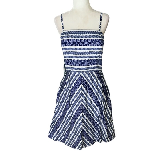 Vineyard Vines Blue & White Nautical Rope Fit & Flare Mini Dress - 10 - Picture 1 of 9